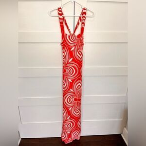 Free People Retro Hypnotic Floral Body-con Twist Open Back Maxi Dress Small